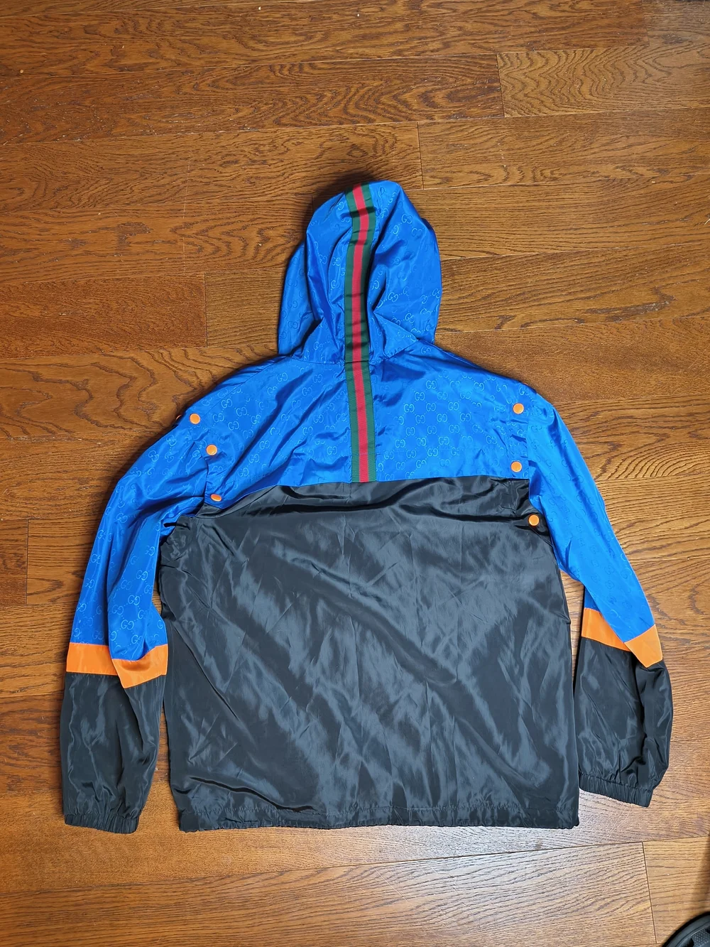 Gucci GG Jacquard Nylon Hooded Jacket Detachable Sleeves Italian Sz 46 (S)